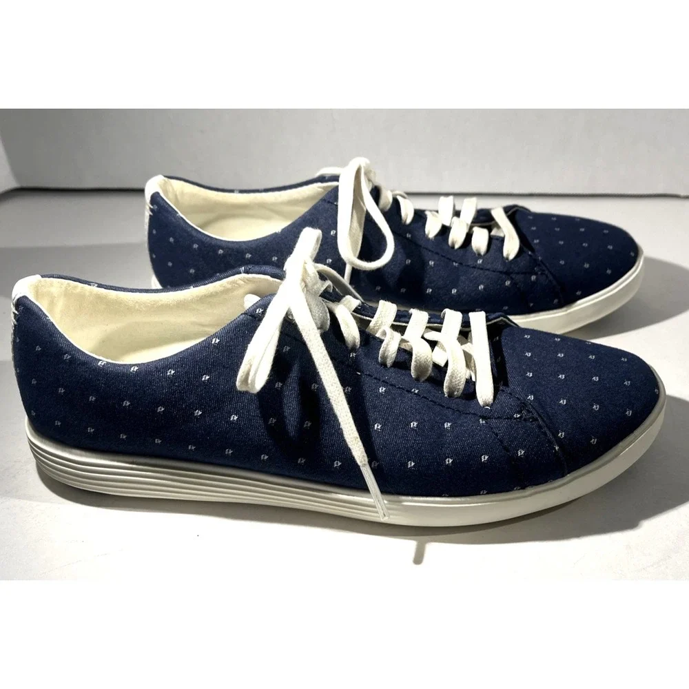 Cole Haan Grand Crosscourt II Women's 7.5B Dark Blue Denim Polka Dot Sneakers
